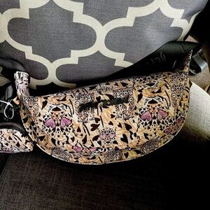 NWT! BETSEY JOHNSON Cheetah & Hearts Crescent Purse